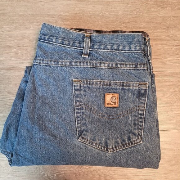 Vtg Carhartt Relaxed Fit Jeans Plaid Fully Lined Tag 42x32 Measures 40x32 - Picture 3 of 11